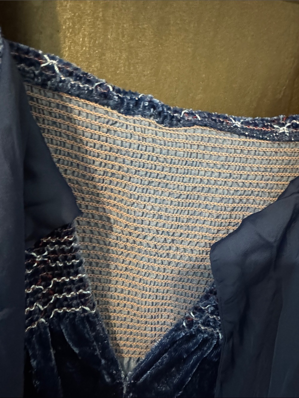 Free People Blue and Velvet Smocked Mini Dress - Picture 6 of 10